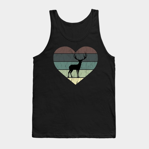 I Love Deer Retro Heart for Hunter Tank Top by NoPlanB